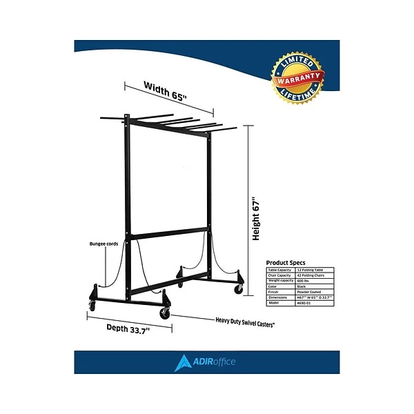Adiroffice Chair & Table Combo Cart (690-01) - Image 4