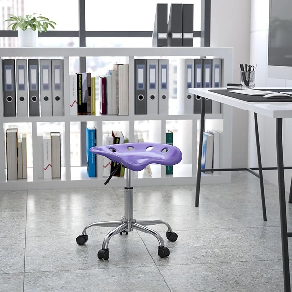 Flash Furniture Vibrant Tractor Seat And Chrome Stool, Violet
