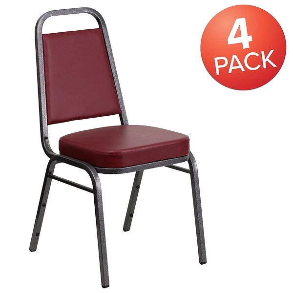 Flash Furniture HERCULES Series Vinyl Trapezoidal Banquet Stack Chair, Burgundy (4FDBHF1SVBY) - Image 2