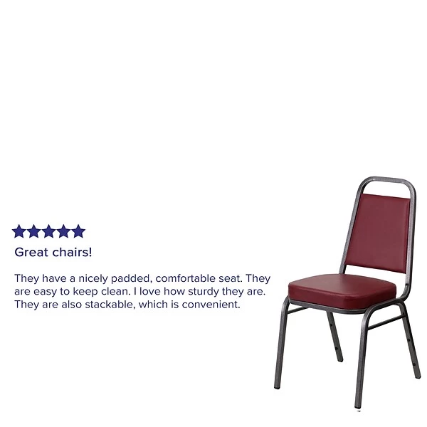Flash Furniture HERCULES Series Vinyl Trapezoidal Banquet Stack Chair, Burgundy (4FDBHF1SVBY) - Image 4