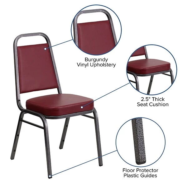 Flash Furniture HERCULES Series Vinyl Trapezoidal Banquet Stack Chair, Burgundy (4FDBHF1SVBY) - Image 5