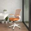 Flash Furniture Kelista Ergonomic Mesh Swivel Mid-Back Task Office Chair, Tan With White Frame (BLX5MWHTAN)