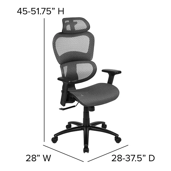 Flash Furniture LO Ergonomic Mesh Swivel Office Chair, Gray (HLC1388F1KGY) - Image 4