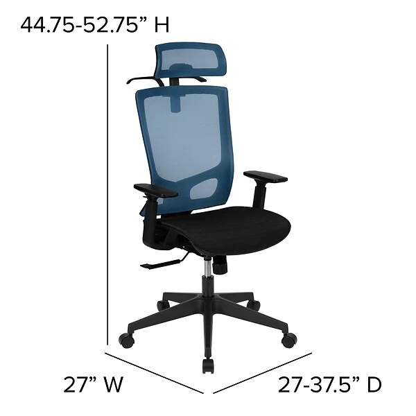 Flash Furniture Layla Ergonomic Mesh Swivel Office Chair, Blue/Black (H28091KYBL) - Image 4