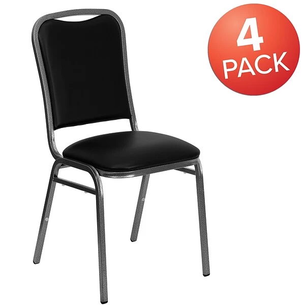 Flash Furniture HERCULES Series Vinyl Vein Frame Banquet Stack Chair, Black (4NG108SVBKVYL) - Image 2