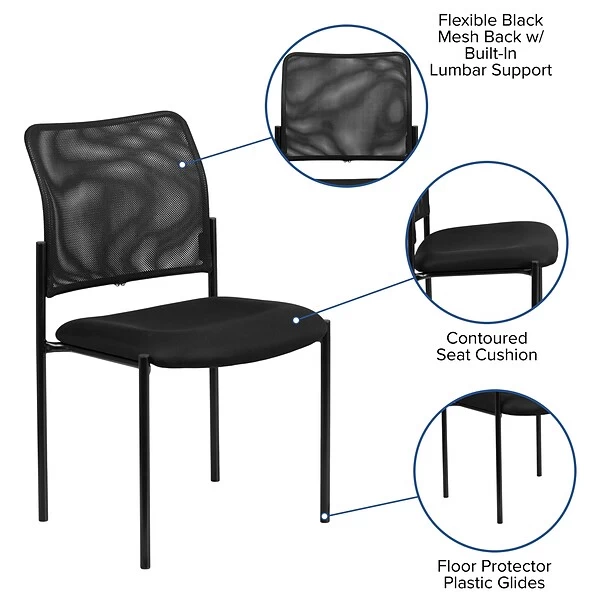 Flash Furniture Mesh Comfortable Stackable Steel Side Chair, Black (GO5152) - Image 4