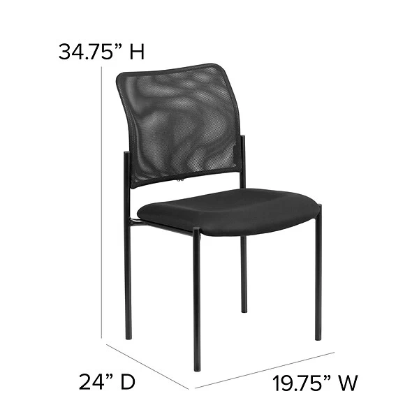 Flash Furniture Mesh Comfortable Stackable Steel Side Chair, Black (GO5152) - Image 5