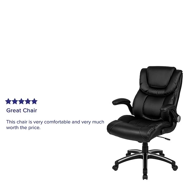 Flash Furniture Hansel LeatherSoft Swivel Executive Office Chair, Black (BT9896H) - Image 4