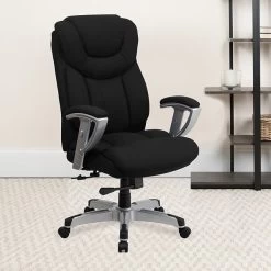 Flash Furniture HERCULES Series Fabric Swivel Big & Tall Executive Office Chair, Black (GO1534BKFAB)