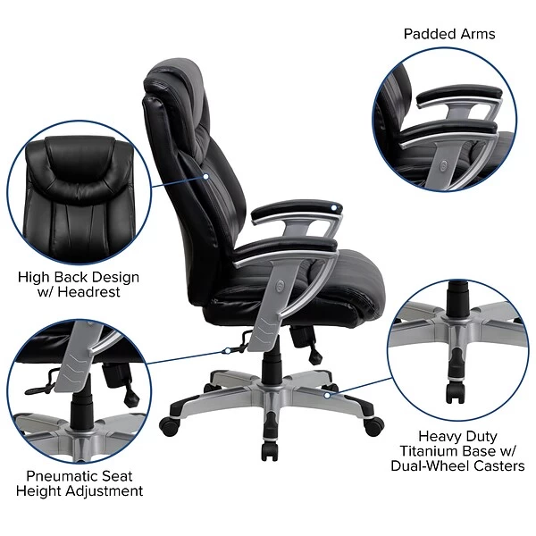 Flash Furniture HERCULES Series LeatherSoft Swivel Big & Tall Executive Office Chair, Black (GO1534BKLEA) - Image 4