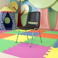 Flash Furniture HERCULES Plastic Student/School Chair, Black (RUT-18-BK-CHR-GG)