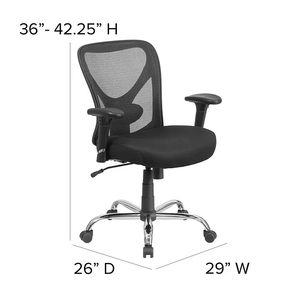Flash Furniture HERCULES Series Ergonomic Mesh Swivel Big & Tall Office Chair, Black (GO2032) - Image 6