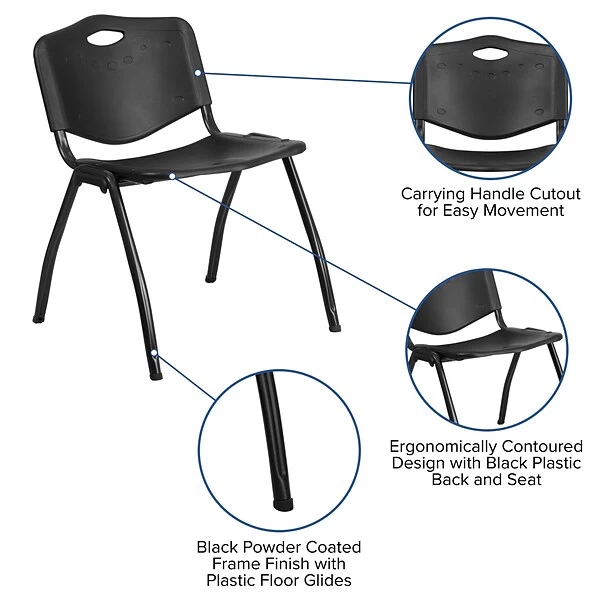 Flash Furniture HERCULES Plastic Student/School Chair, Black (RUT-D01-BK-GG) - Image 4