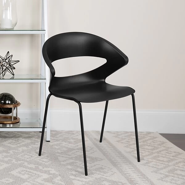 Flash Furniture Hercules Series 440lb-Capacity Stack Chair, Black (RUT4BK)