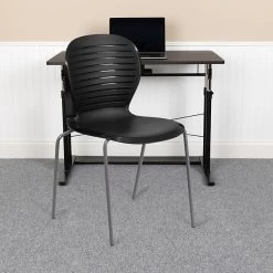 Flash Furniture Hercules Series 551lb-Capacity Stack Chair, Black (RUT3BK)