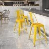 Flash Furniture Contemporary Metal Restaurant Counter Height Stool, Yellow (CH3132024GBYL)