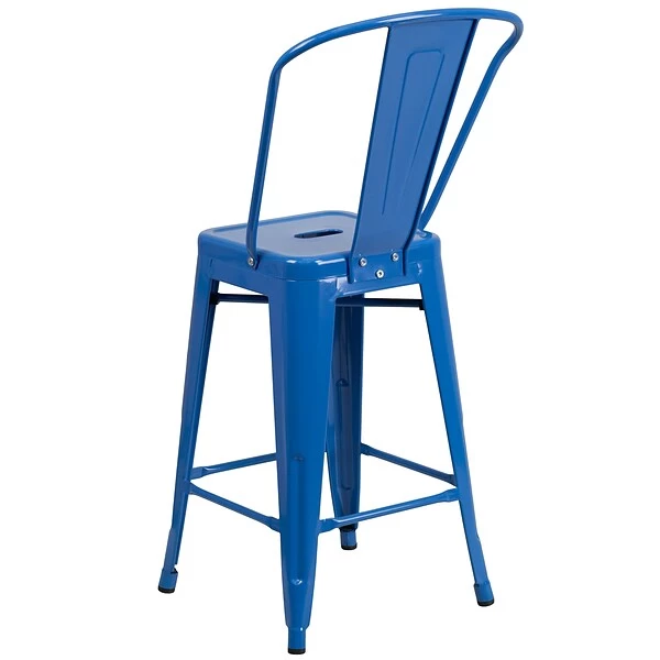 Flash Furniture Contemporary Metal Restaurant Counter Height Stool, Blue (CH3132024GBBL) - Image 6
