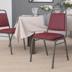 Flash Furniture HERCULES Traditional Metal Stacking Banquet Chair, Silver Vein Frame 4/Pack (FDBHF2BYVYL)