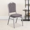 Flash Furniture Crown Back Stacking Banquet Chair With Herringbone Fabric And Thick Seat, Silver Frame, 4/Pack  (4FDC01S12GG)