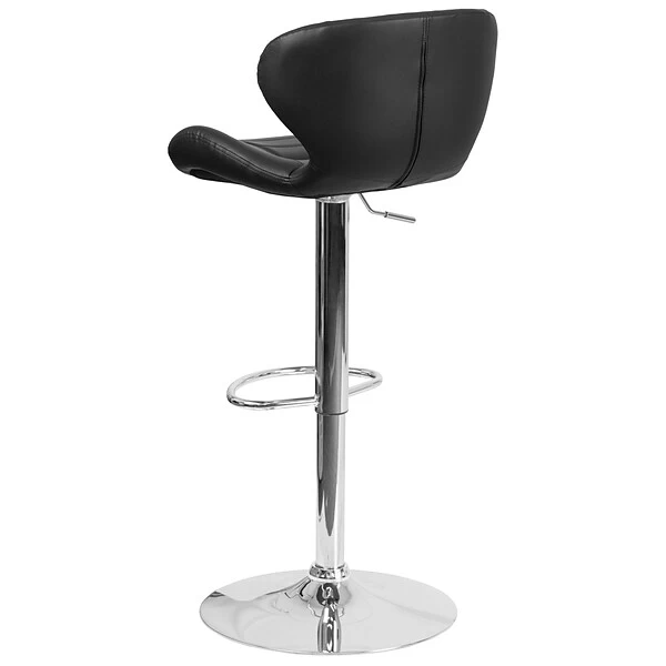 Flash Furniture Contemporary Vinyl Adjustable Height Barstool With Back, Black (CH321BK) - Image 6