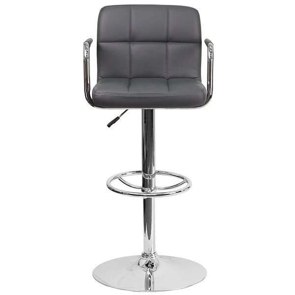 Flash Furniture Contemporary Vinyl Adjustable Height Barstool With Back, Gray (CH102029GY) - Image 8