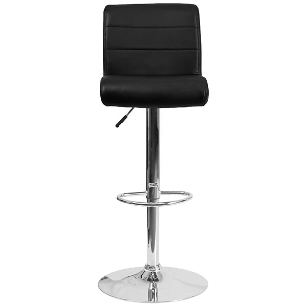 Flash Furniture Contemporary Vinyl Adjustable Height Barstool With Back, Black (DS8110BBK) - Image 6