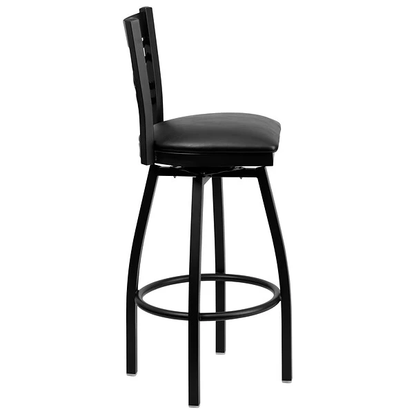 Flash Furniture Traditional Vinyl Restaurant Swivel Barstool With Back, Black (XU6F8BXSWVBKV) - Image 8