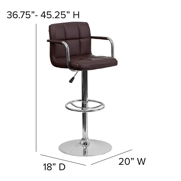 Flash Furniture Contemporary Vinyl Adjustable Height Barstool With Back, Brown (CH102029BRN) - Image 5