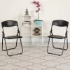 Flash Furniture HERCULES Series Plastic Folding Chair, Black, 2/Pack (2RUTIBLACK)