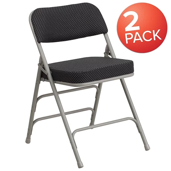 Flash Furniture HERCULES Series Fabric Folding Chair, Black, 2/Pack (2AWMC320AFBK) - Image 2