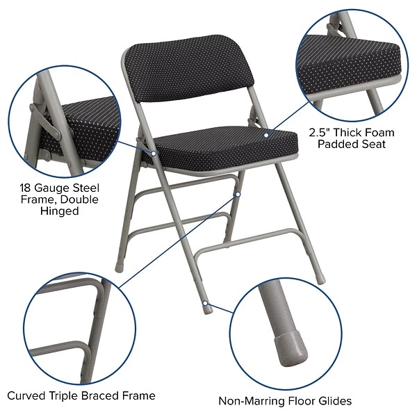 Flash Furniture HERCULES Series Fabric Folding Chair, Black, 2/Pack (2AWMC320AFBK) - Image 4