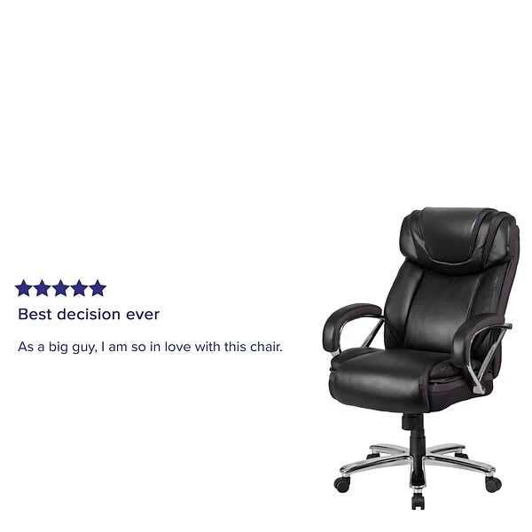 Flash Furniture HERCULES Series Ergonomic LeatherSoft Swivel Big & Tall Executive Office Chair, Black (GO2092M1BK) - Image 4