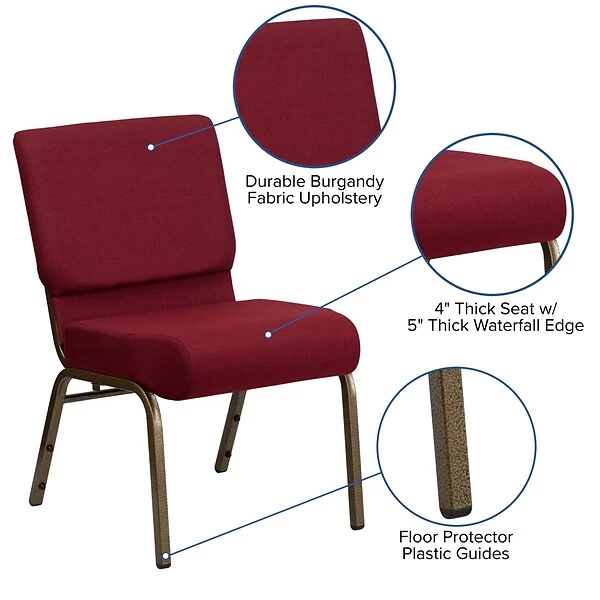 Flash Furniture HERCULES™ Fabric Stacking Church Chair With 4"T Seat, Burgundy (FCH2214GV369) - Image 4