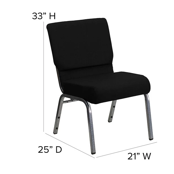 Flash Furniture HERCULES 21'' Church Chairs W/3.75'' Seat Silver Vein Frame (XUCH0221BKSV) - Image 5