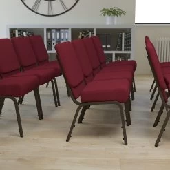 Flash Furniture HERCULES™ Fabric Stacking Church Chair With 4"T Seat, Burgundy (FCH2214GV369)