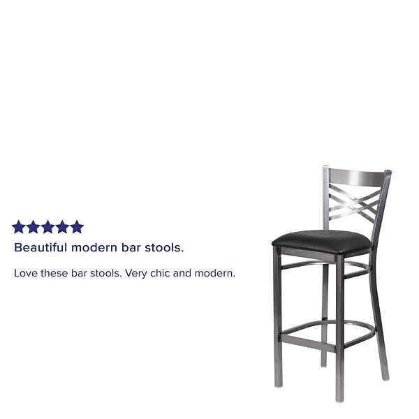 Flash Furniture Traditional Vinyl Restaurant Barstool With Back, Black (XU6F8BCLBARBLKV) - Image 3