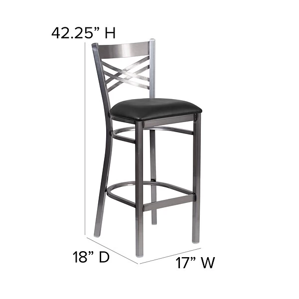 Flash Furniture Traditional Vinyl Restaurant Barstool With Back, Black (XU6F8BCLBARBLKV) - Image 5