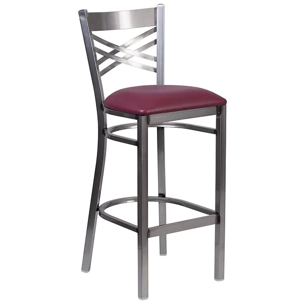 Flash Furniture Traditional Vinyl Restaurant Barstool With Back, Burgundy, 2-Pieces (2XU6F8BCLBBURV) - Image 5