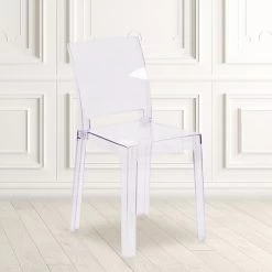 4 Pack. Ghost Chair With Square Back (4OWSQUAREBACK18)