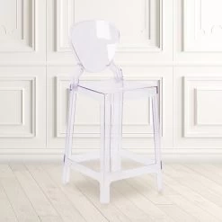 Ghost Counter Stool In Transparent Crystal With Tear Back (OWTEARBACK24)