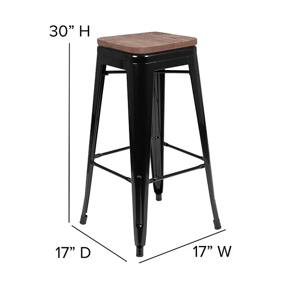 Flash Furniture Metal 30" High Indoor Bar Stool, Black, 4-Pieces (4ET31320W30BKR) - Image 5
