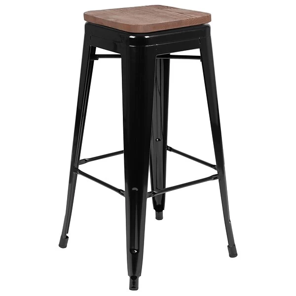 Flash Furniture Metal 30" High Indoor Bar Stool, Black, 4-Pieces (4ET31320W30BKR) - Image 7