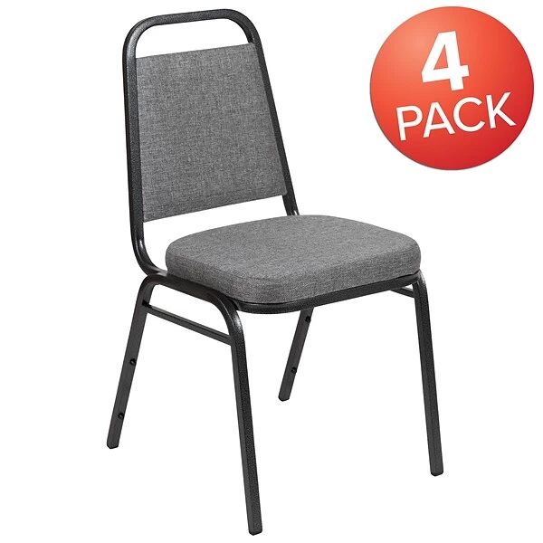 Flash Furniture Fabric Banquet Folding Chair, Gray Fabric/Silver Vein Frame, 4-Pieces (4FDBHF1SVBCG) - Image 2