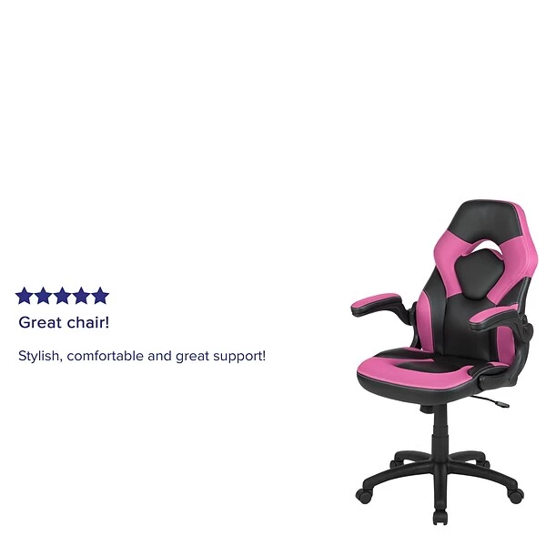 Flash Furniture X10 Ergonomic LeatherSoft Swivel Gaming Chair, Pink/Black (CH00095PK) - Image 4