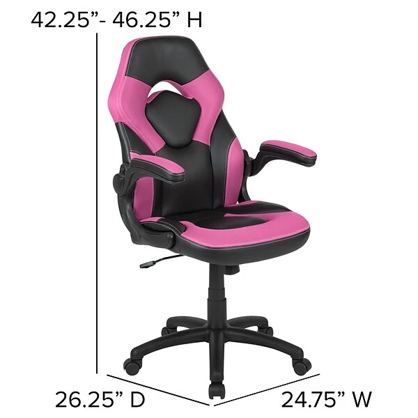 Flash Furniture X10 Ergonomic LeatherSoft Swivel Gaming Chair, Pink/Black (CH00095PK) - Image 6