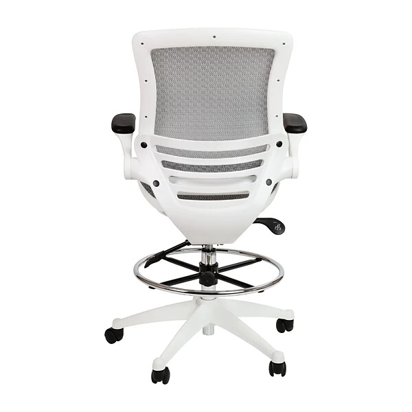 Flash Furniture Mesh Mid-Back Drafting Stool With Lumbar Support, Gray/White (BLLB8801XDGRWH) - Image 6
