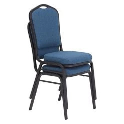 NPS 9300 Series Deluxe Fabric Upholstered Stack Chair, Natural Blue/Black Sandtex, 2 Pack (9374-BT/2)