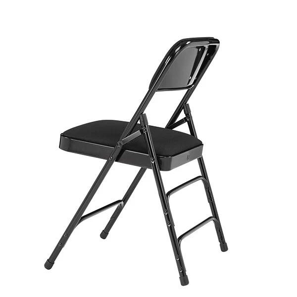 NPS 2300 Series Fabric Padded Triple Brace Double Hinge Premium Folding Chairs, Midnight Black/Black, 4 Pack (2310/4) - Image 4