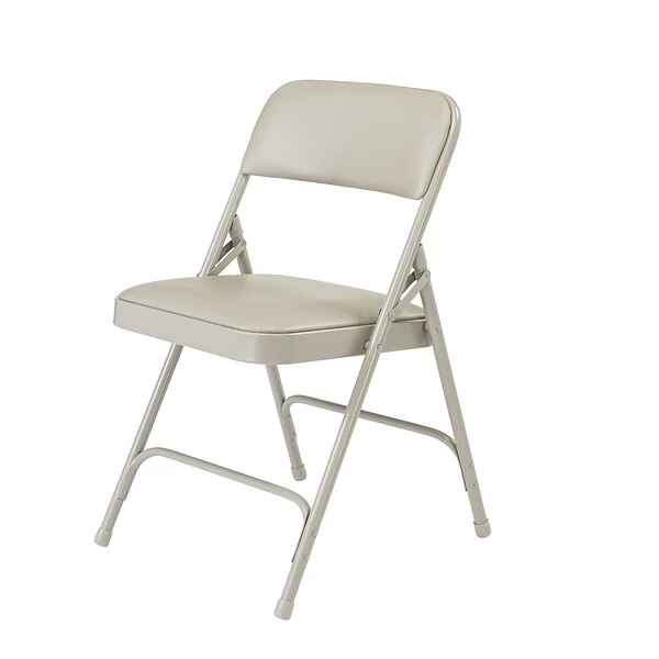 NPS 1200 Series Vinyl Padded Premium Folding Chairs, Warm Grey/Grey, 4/Pack (1202/4) - Image 2
