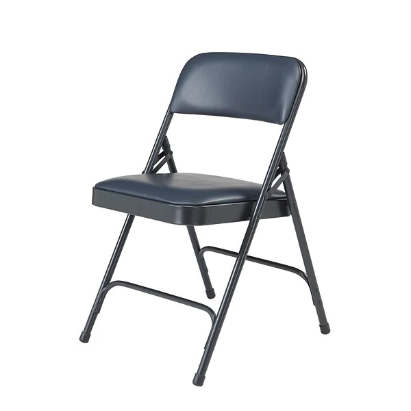 NPS 1200 Series Vinyl Padded Premium Folding Chairs, Dark Midnight Blue/Char-Blue, 4/Pack (1204/4) - Image 2